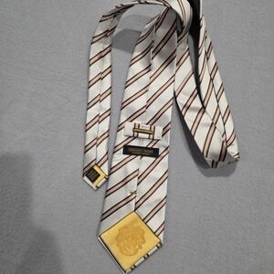 Donald J Trump Signature Collection Silk Tie Silver Brown Striped Mens Necktie